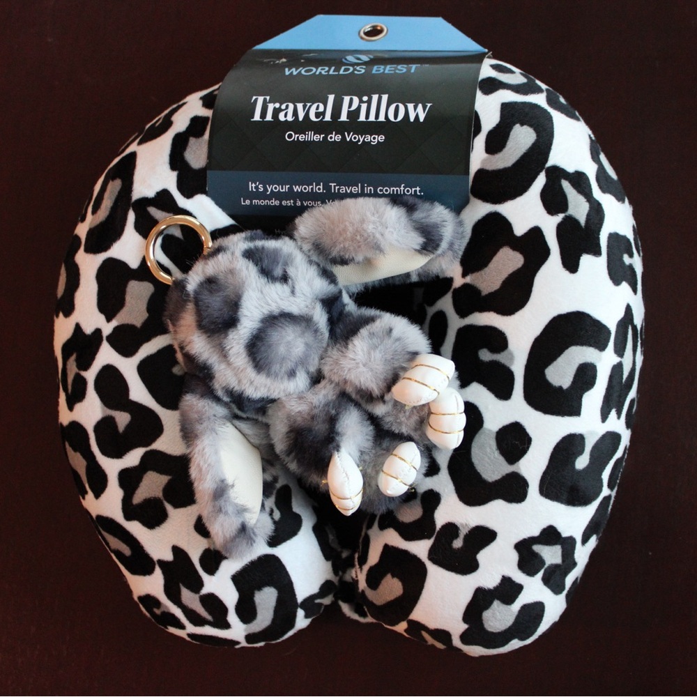 Leopard Bunny Bundle Plush Keychain / Bag Charm Travel Pillow Black Gray White